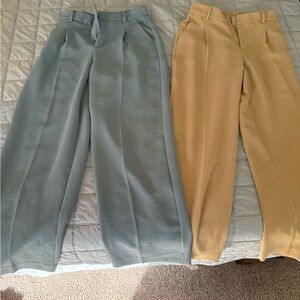 Stylish Women's Wide-Leg Pants - Blue and Yellow